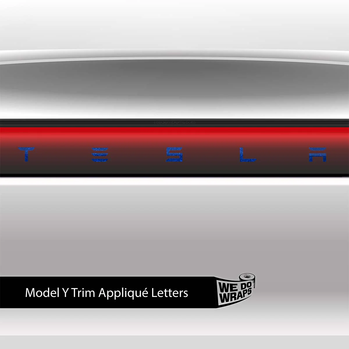 3M Deep Blue Metallic Tesla Emblem Decals (Front + Back) | Model Y - Image 4