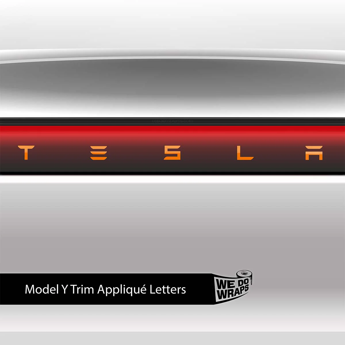 3M Gloss Deep Orange Tesla Emblem Decals (Front + Back) | Model Y - Image 4