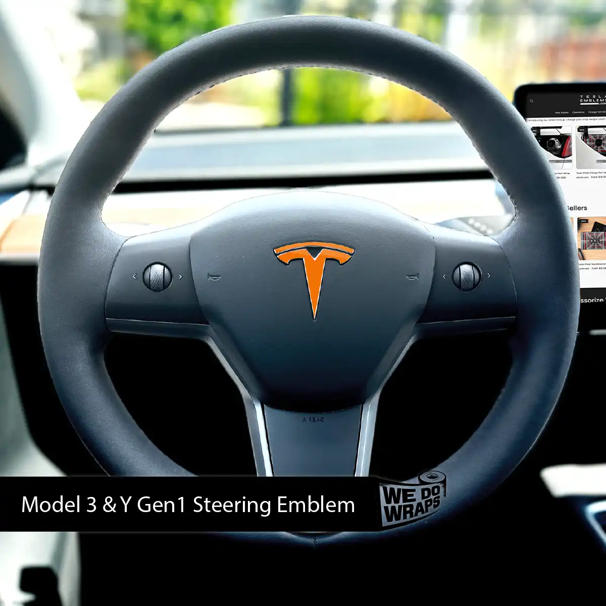 3M Gloss Deep Orange Tesla Steering Wheel Wrap | MY 2019-'25 - Image 3