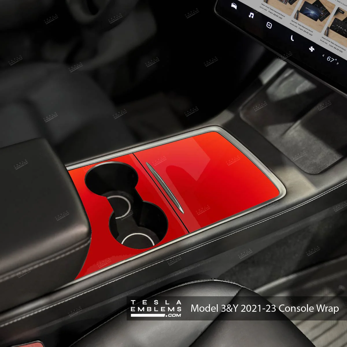 3M Gloss Dragon Fire Red | Tesla Center Console Wrap Kit | Model 3 '21-24