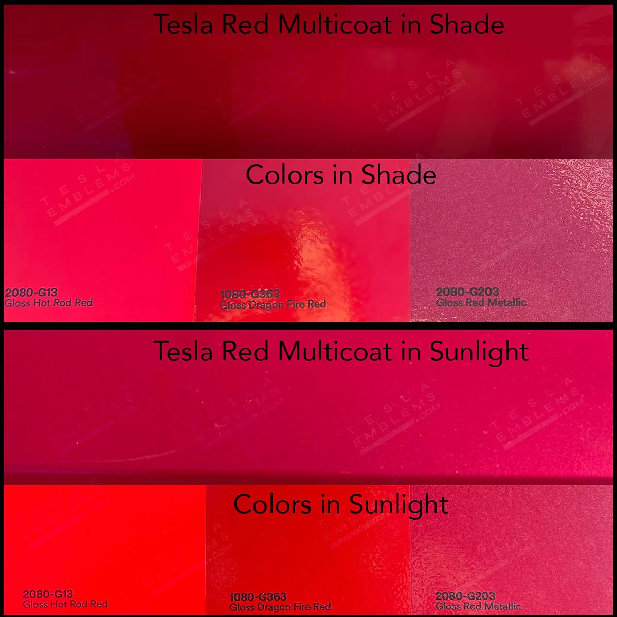 3M Gloss Dragon Fire Red Tesla Emblem Decals (Front + Back) | Model 3 - Image 4