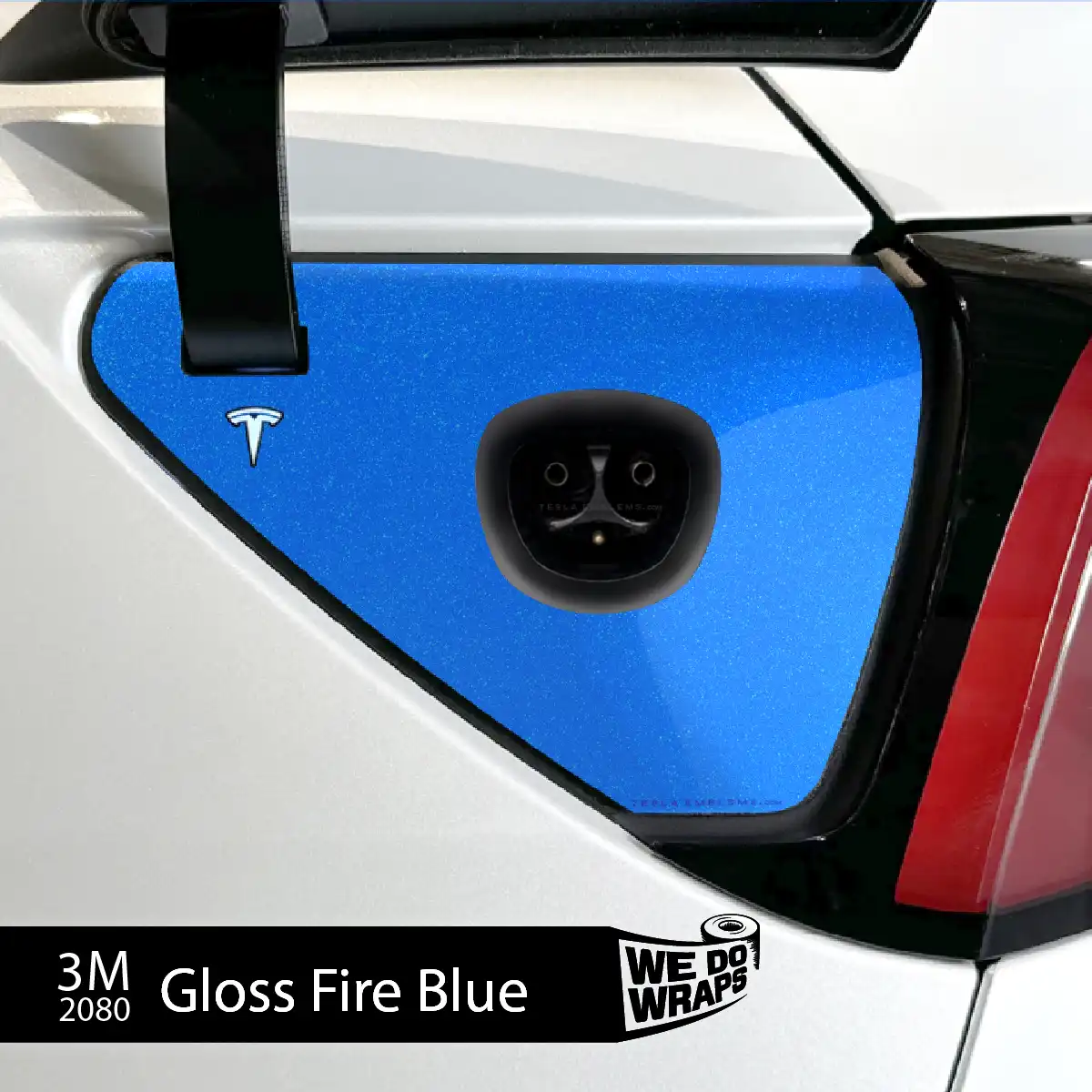 3M Gloss Fire Blue Tesla Charge Port Wrap | Model 3