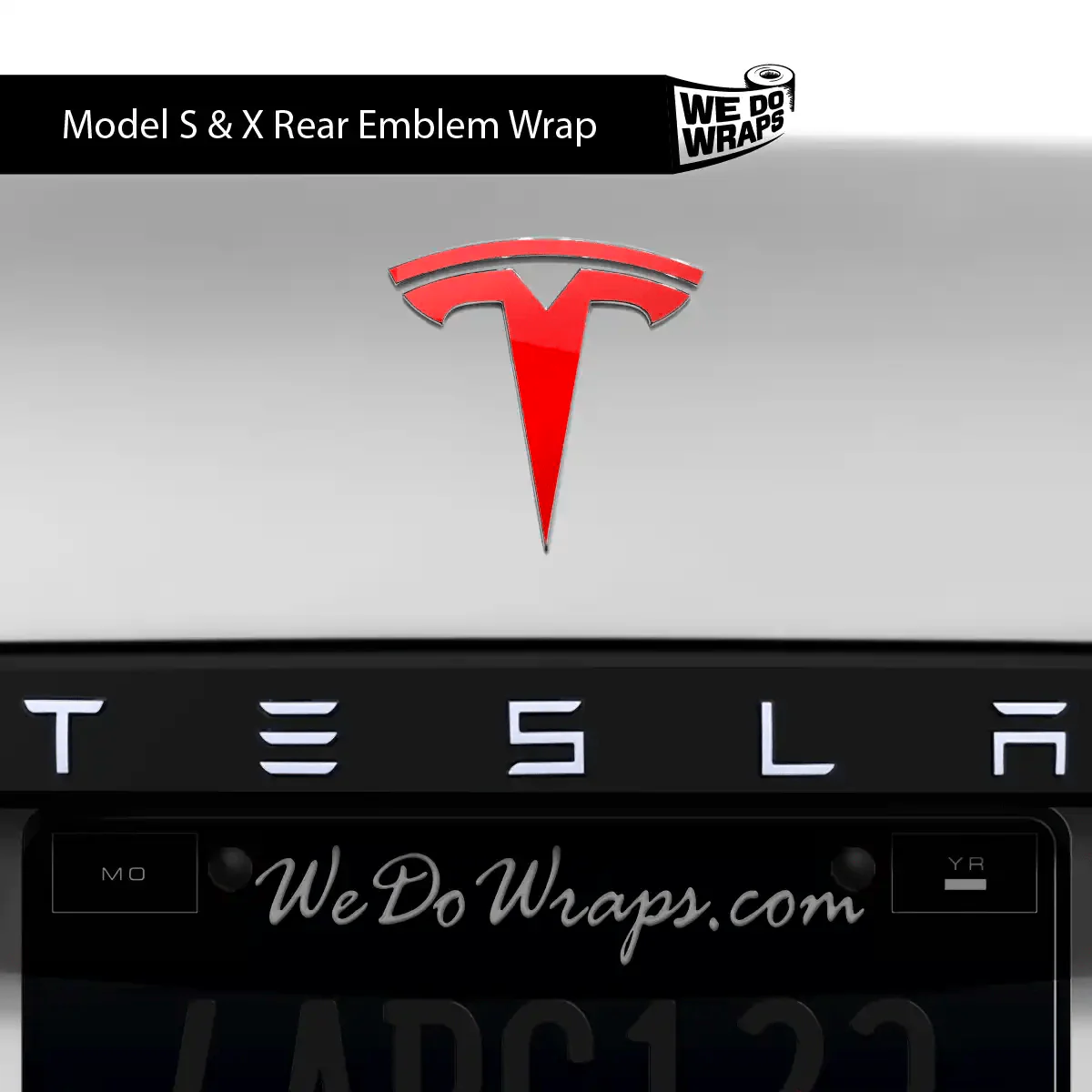 3M Gloss Hot Rod Red Tesla Emblem Decals (Front + Back) | Model X - Image 4