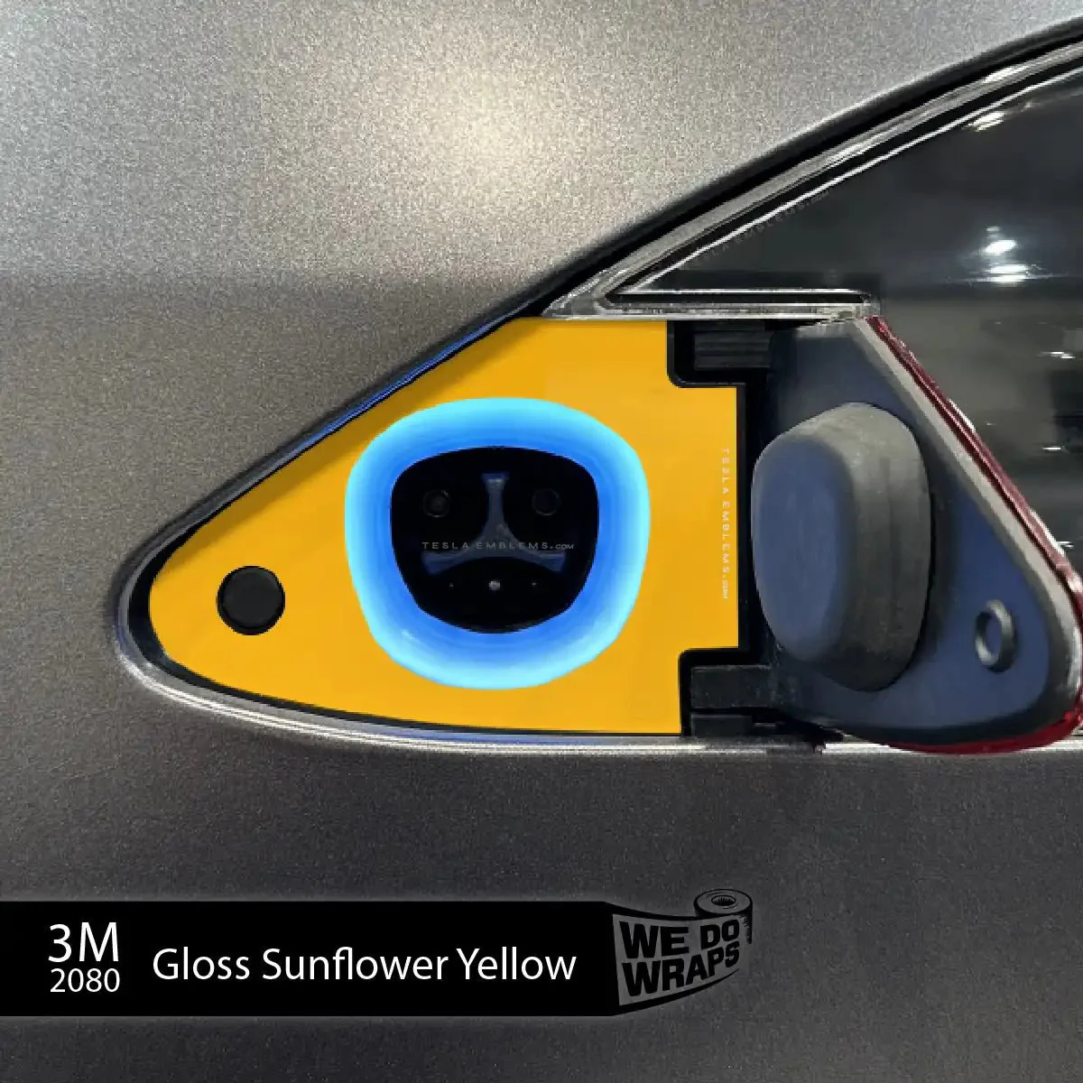 3M Gloss Sunflower Yellow Tesla Charge Port Wrap | Model X - Image 2