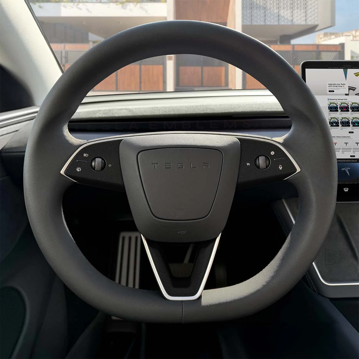 3M Matte Black Metallic Tesla Steering Wheel Decals (3pcs) | Model 3 - Image 3