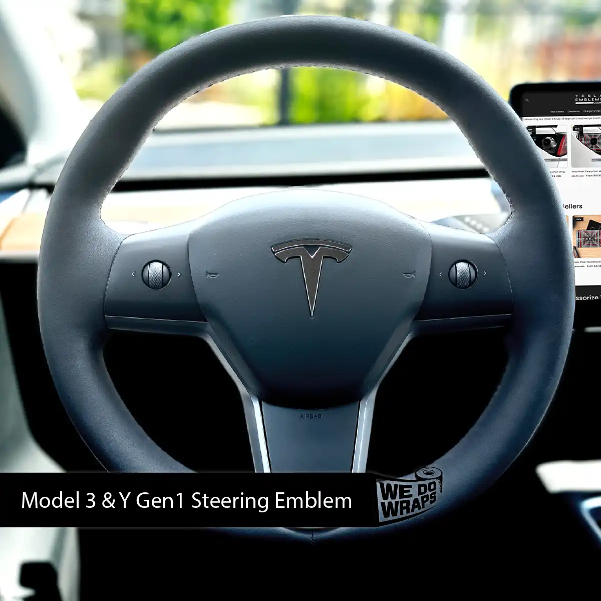 3M Matte Black Metallic Tesla Steering Wheel Wrap | M3 2017-Jan 2024 - Image 3
