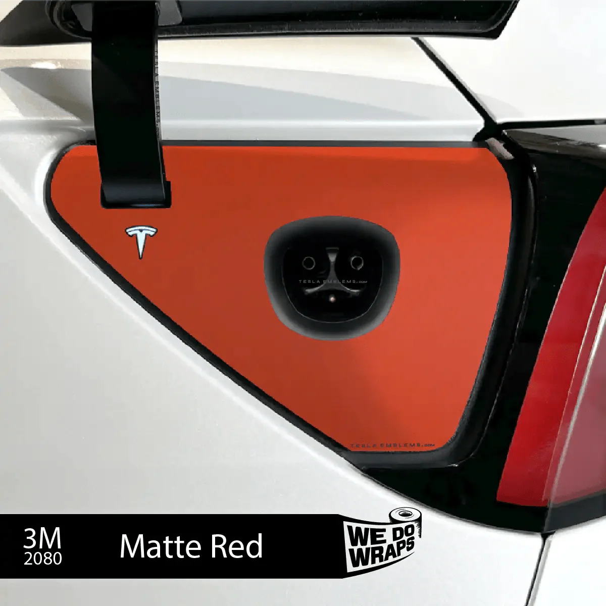 3M Matte Red Tesla Charge Port Wrap | Model 3