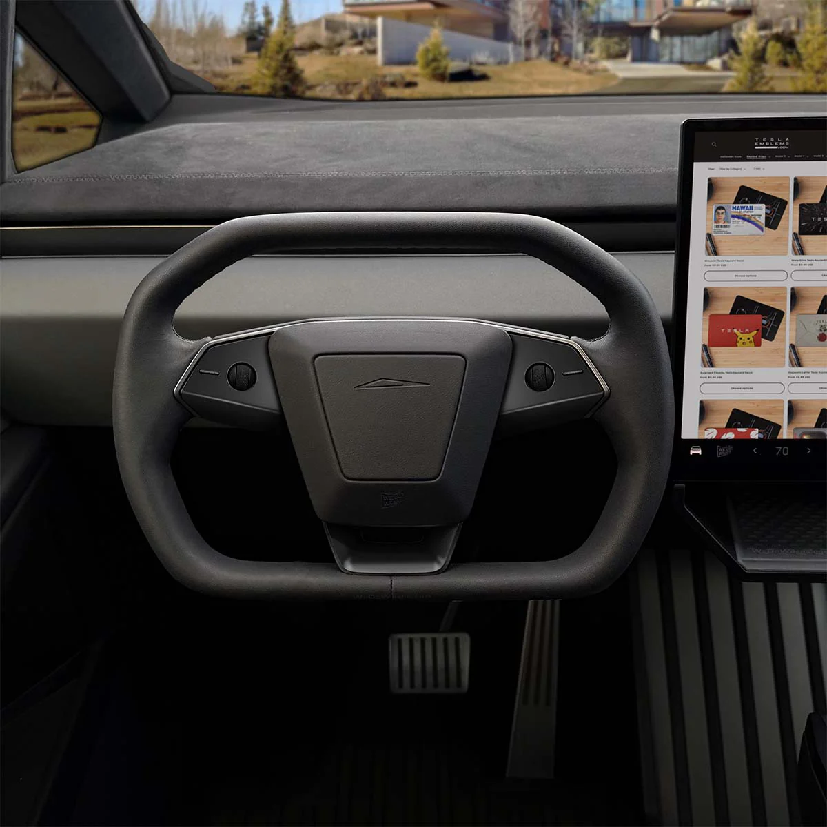 3M Satin Black Tesla Steering Wheel Decals (3pcs) | Cybertruck