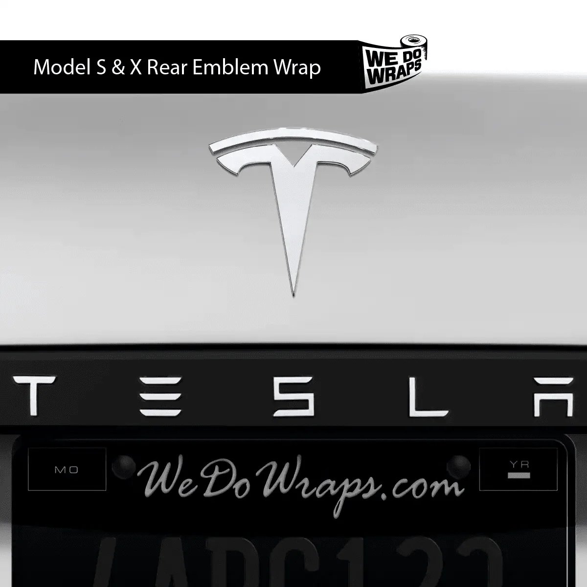 3M Satin White Tesla Emblem Decals (Front + Back) | Model S - Image 2