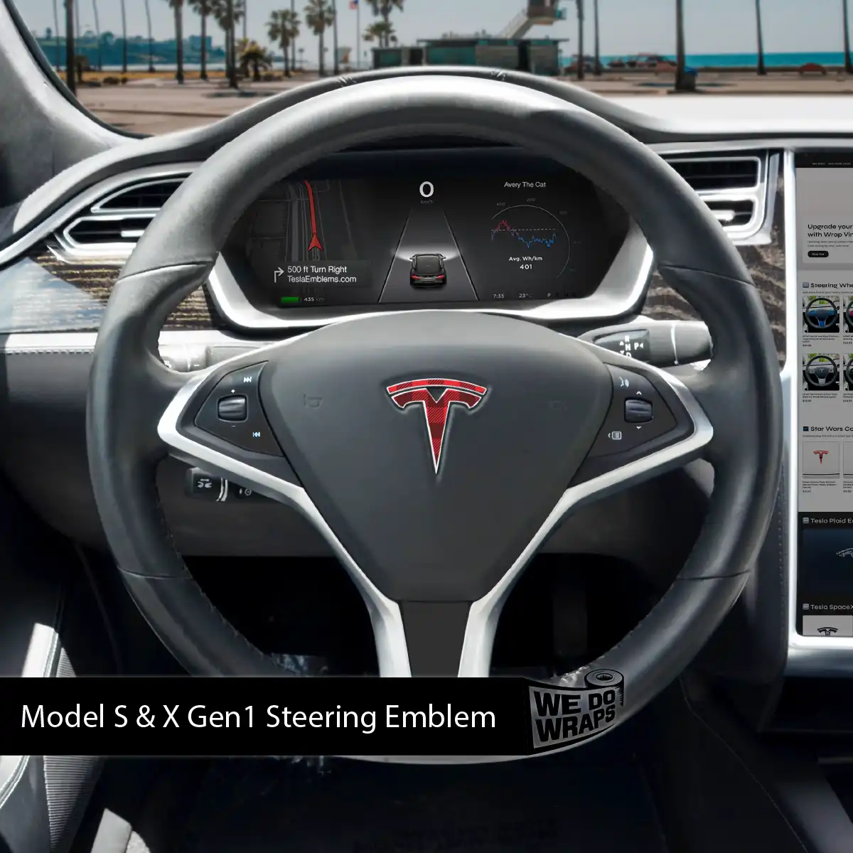 Buffalo Plaid Tesla Steering Wheel Wrap | Model X - Image 3