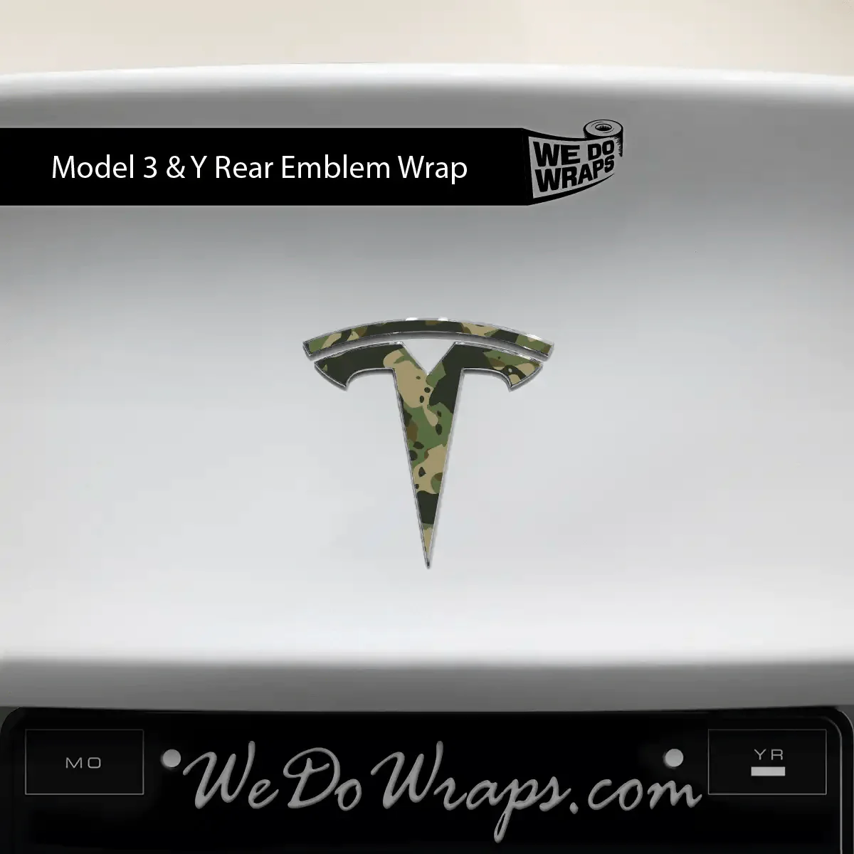 Camo Tesla Emblem Decals (Front + Back) | Model 3 - Image 2