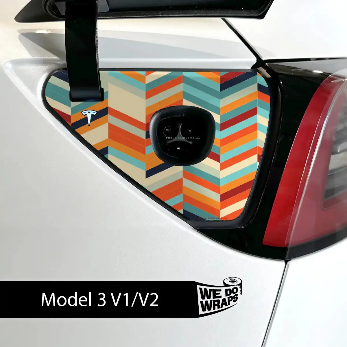 Colorful Herringbone Tesla Charge Port Wrap | Model 3