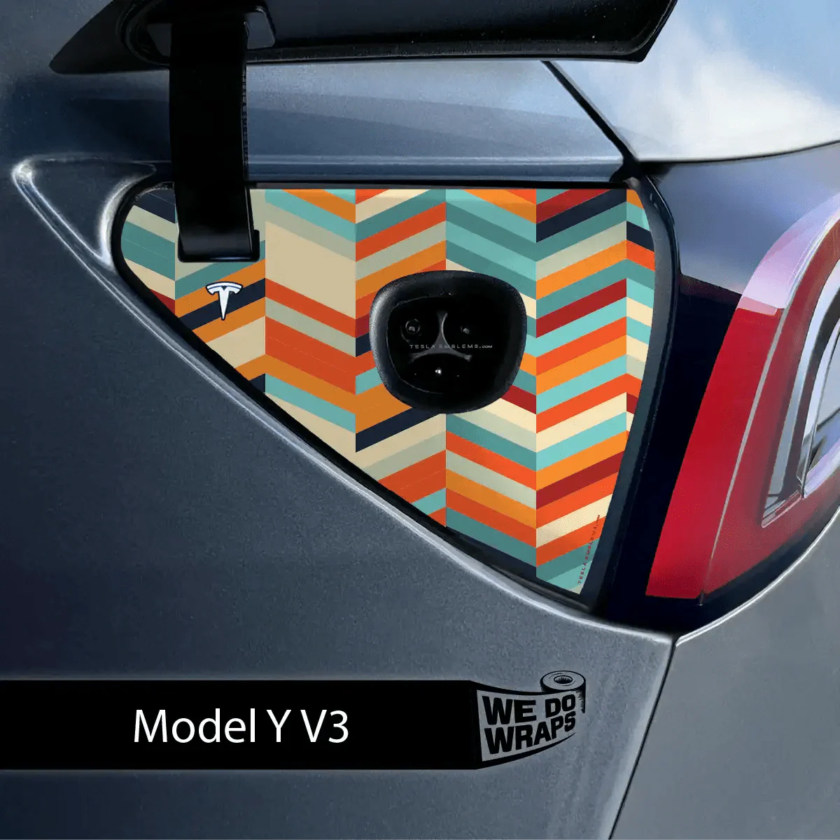 Colorful Herringbone Tesla Charge Port Wrap | Model Y