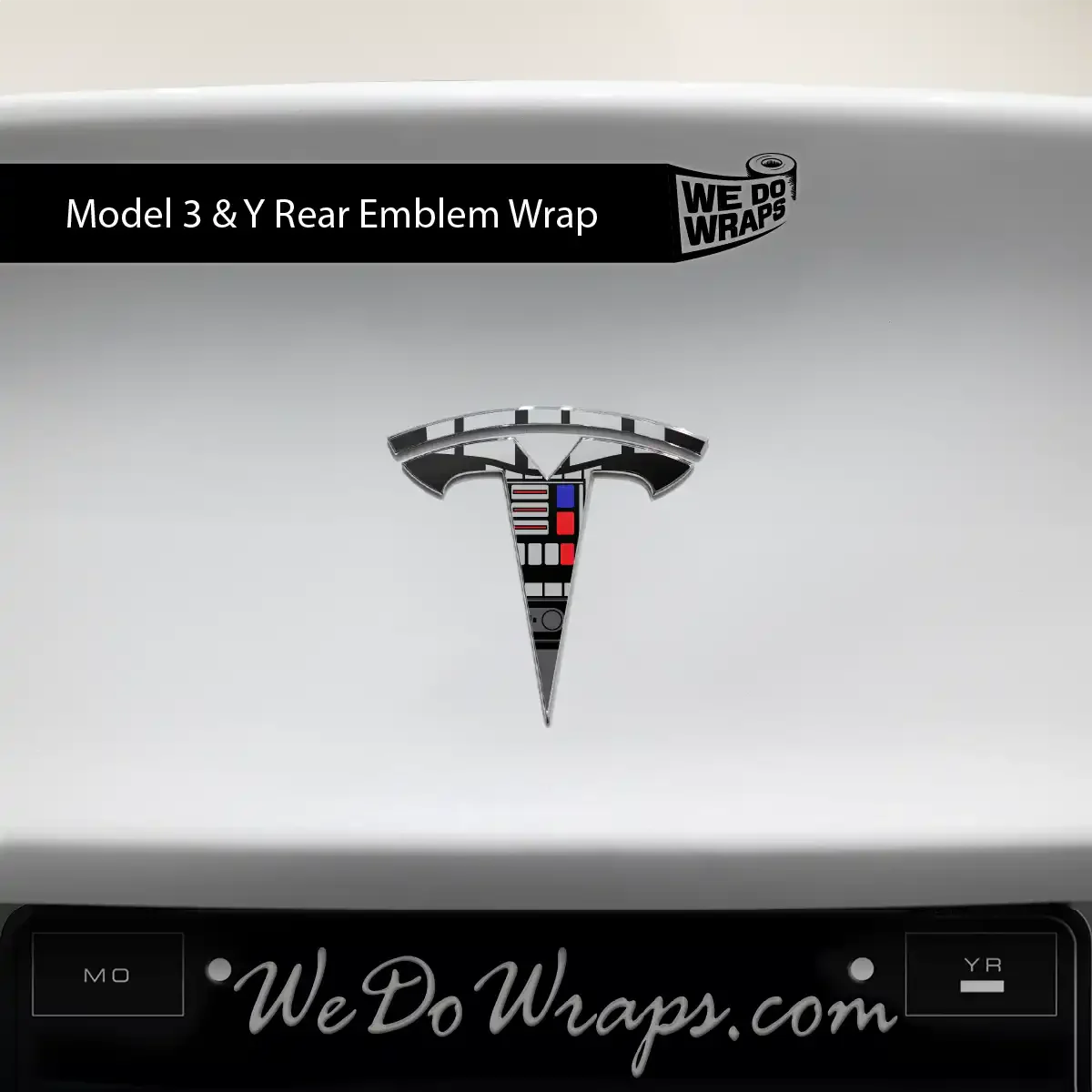 Darth Control Panel Tesla Emblem Decals (Front + Back) | Model 3 - Image 2