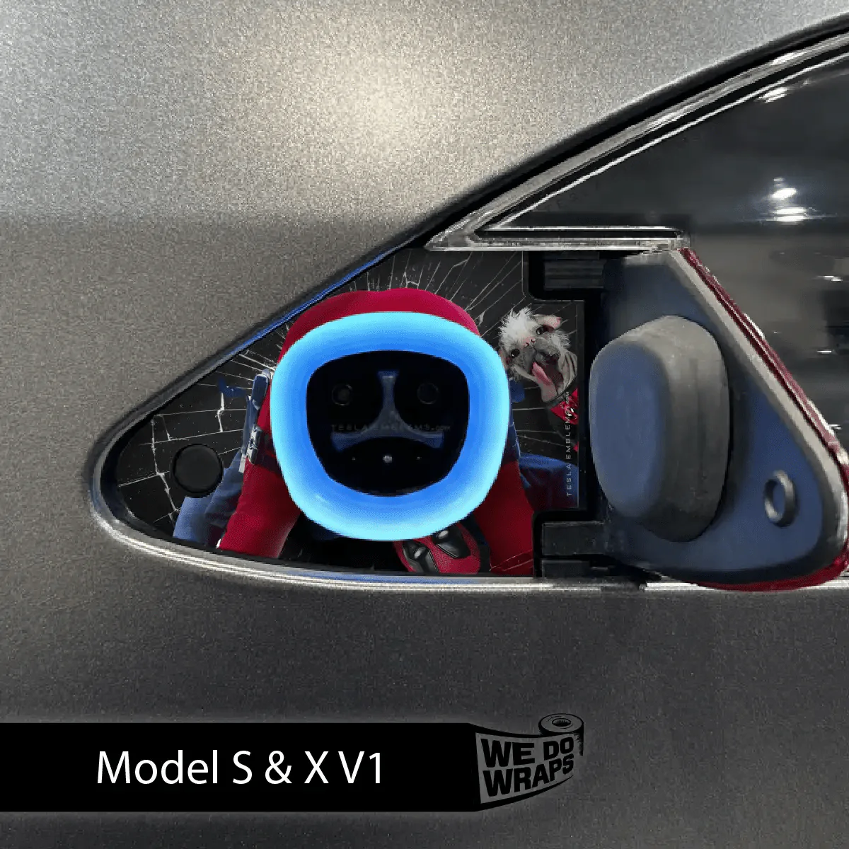 Deadpool Cheeky Charging Tesla Charge Port Wrap | Model X - Image 2
