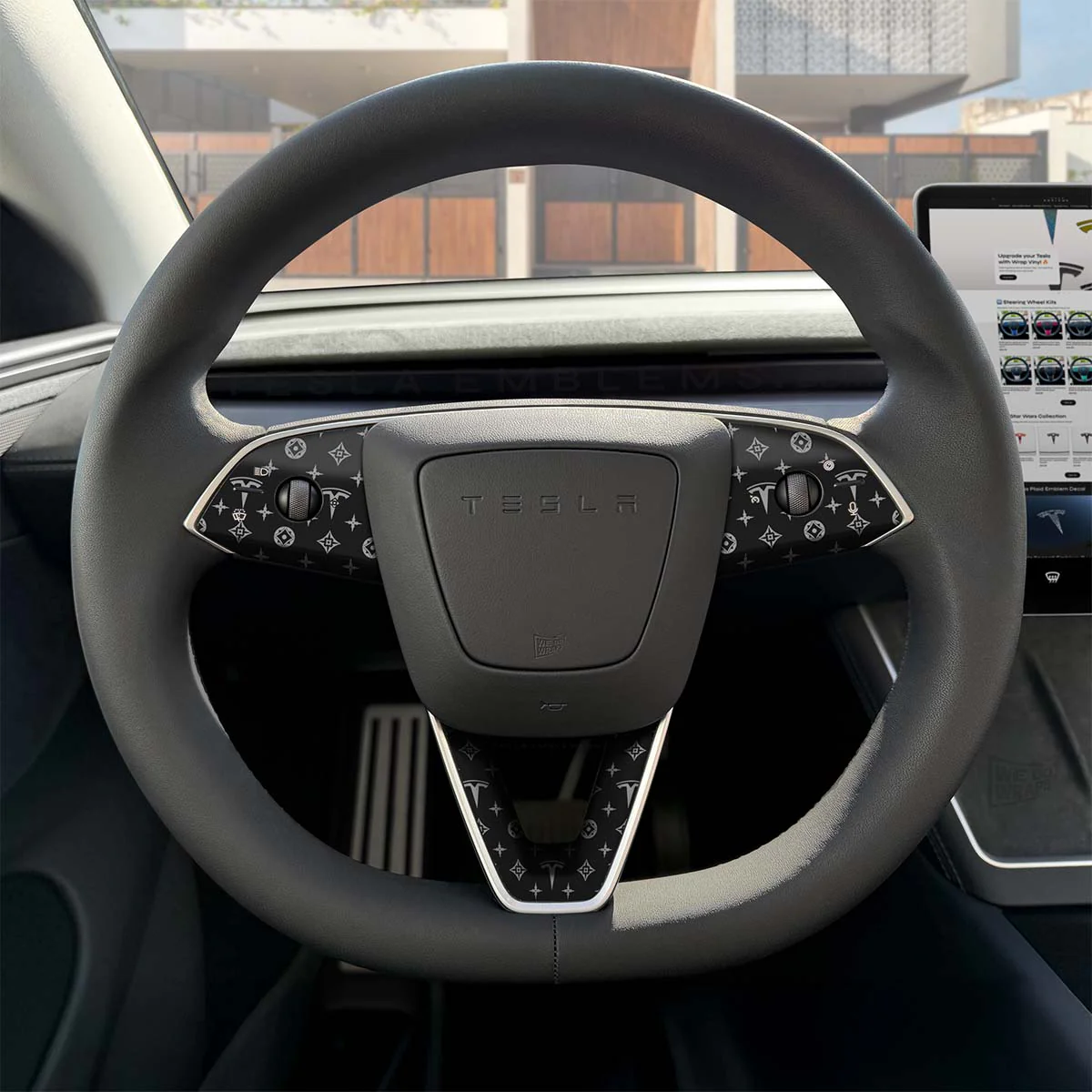 Designer Pattern Tesla Edition Tesla Steering Wheel Trim Decal Kit (3pcs) | MY 2026+ Refresh - Image 2