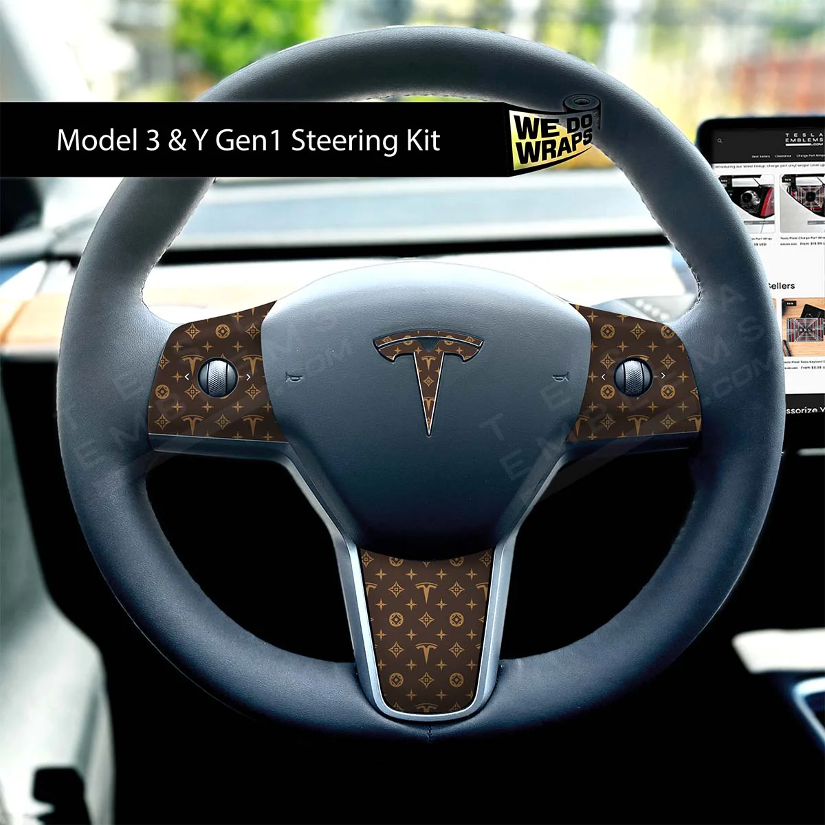 Designer Pattern Tesla Edition Tesla Steering Wheel Wrap | M3 2017-Jan 2024