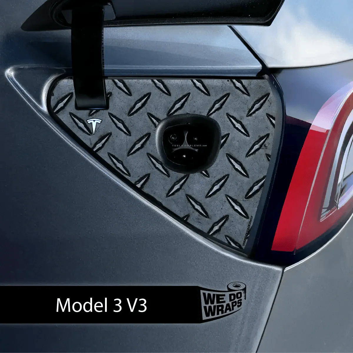Diamond Plate Tesla Charge Port Wrap | Model 3 - Image 2