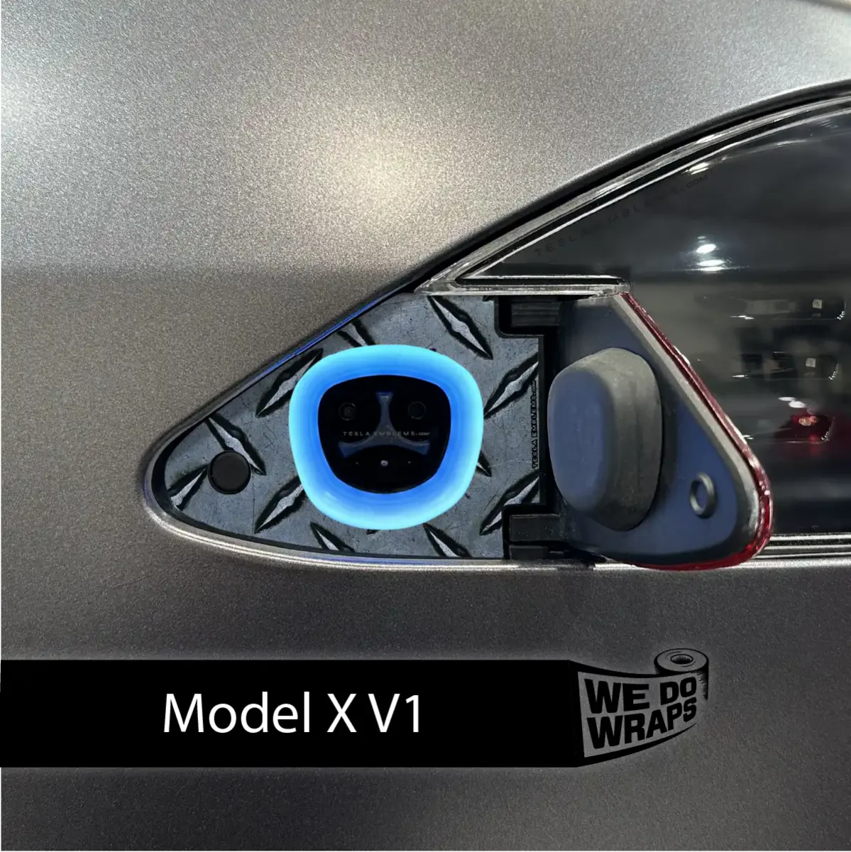 Diamond Plate Tesla Charge Port Wrap | Model X - Image 2
