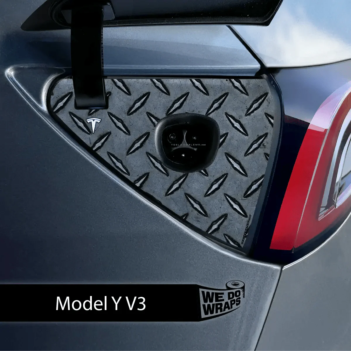 Diamond Plate Tesla Charge Port Wrap | Model Y