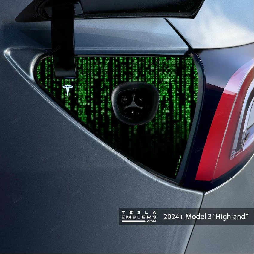 Digital Rain Tesla Charge Port Wrap | Model 3 - Image 2
