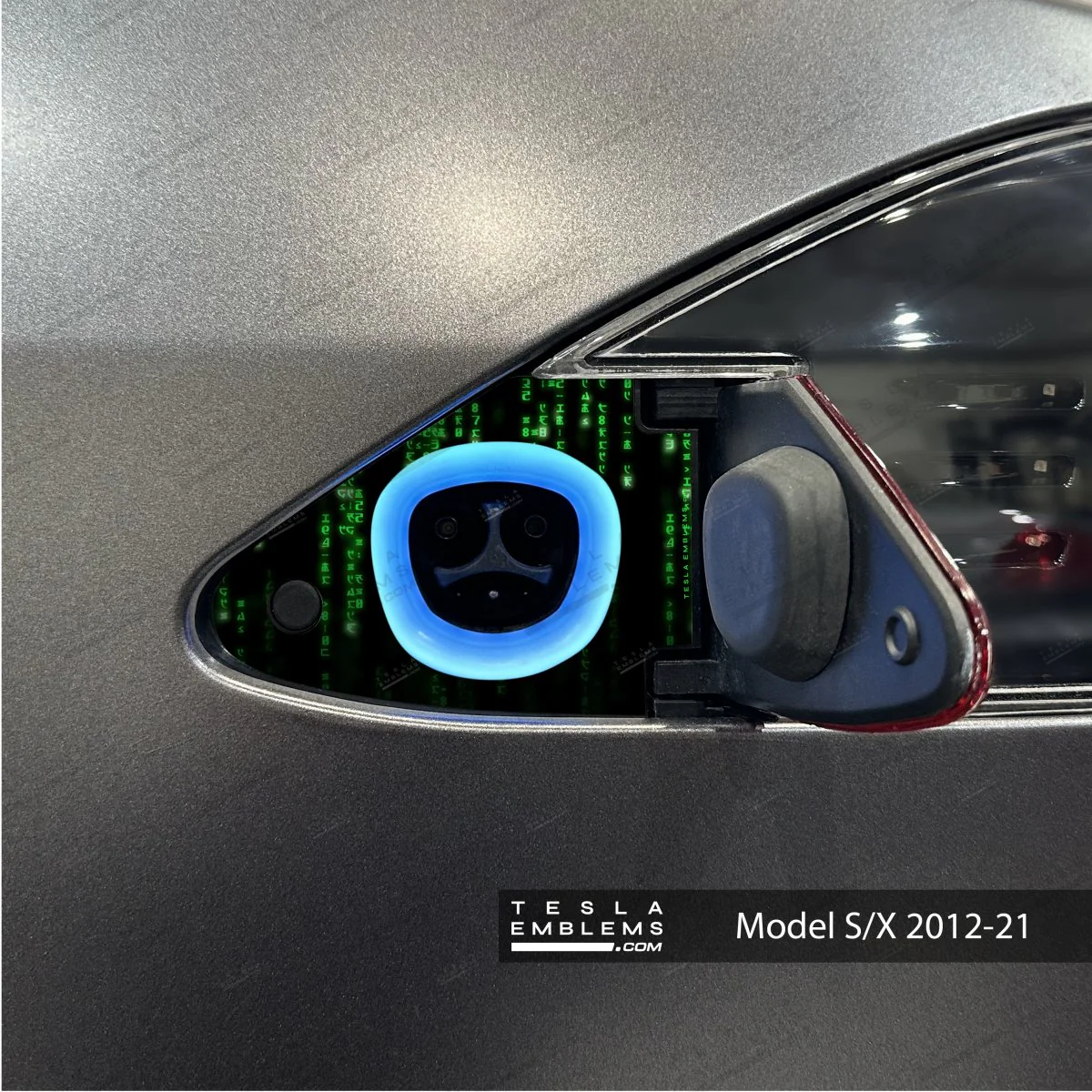 Digital Rain Tesla Charge Port Wrap | Model S - Image 2