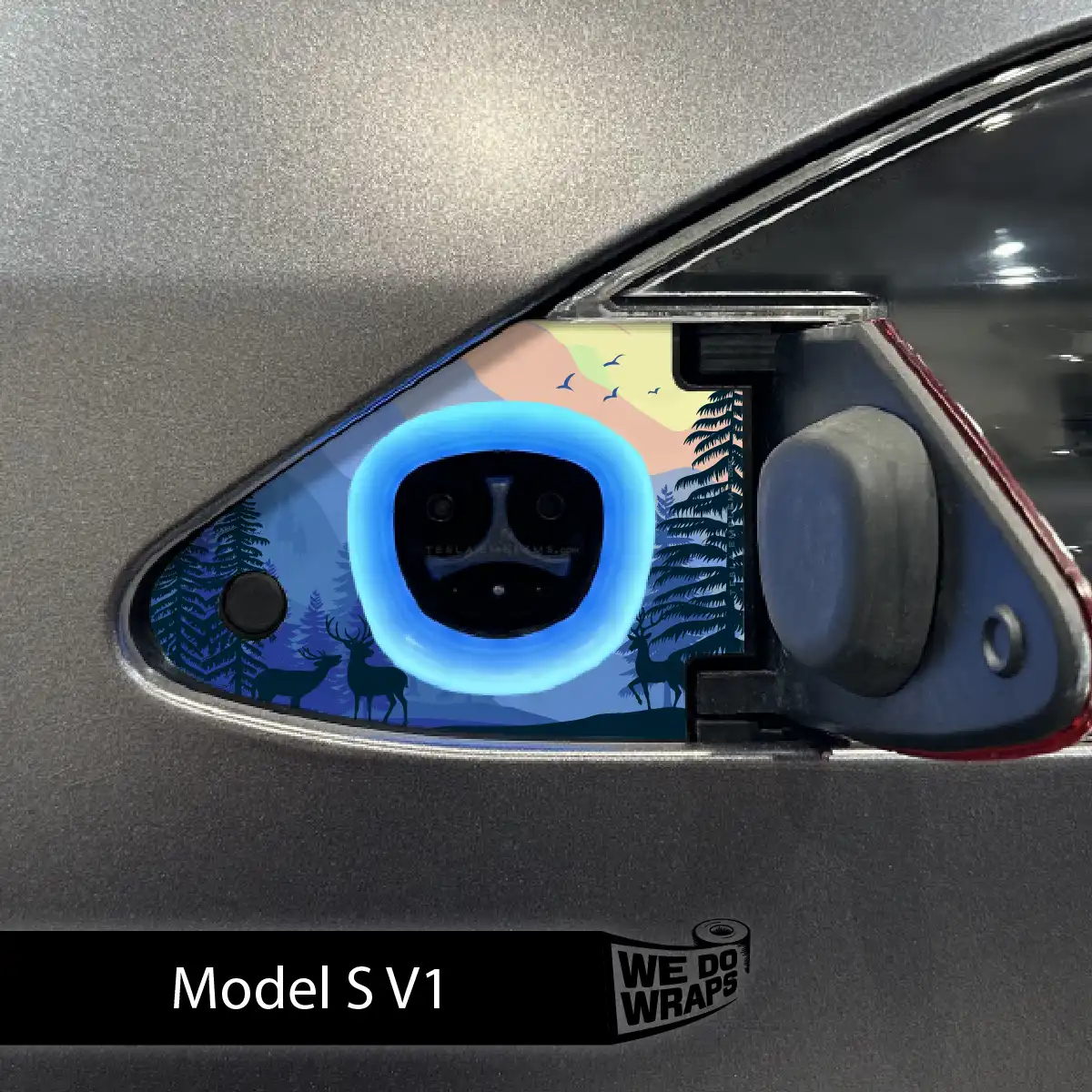 Distracted Elk Tesla Charge Port Wrap | Model S - Image 2