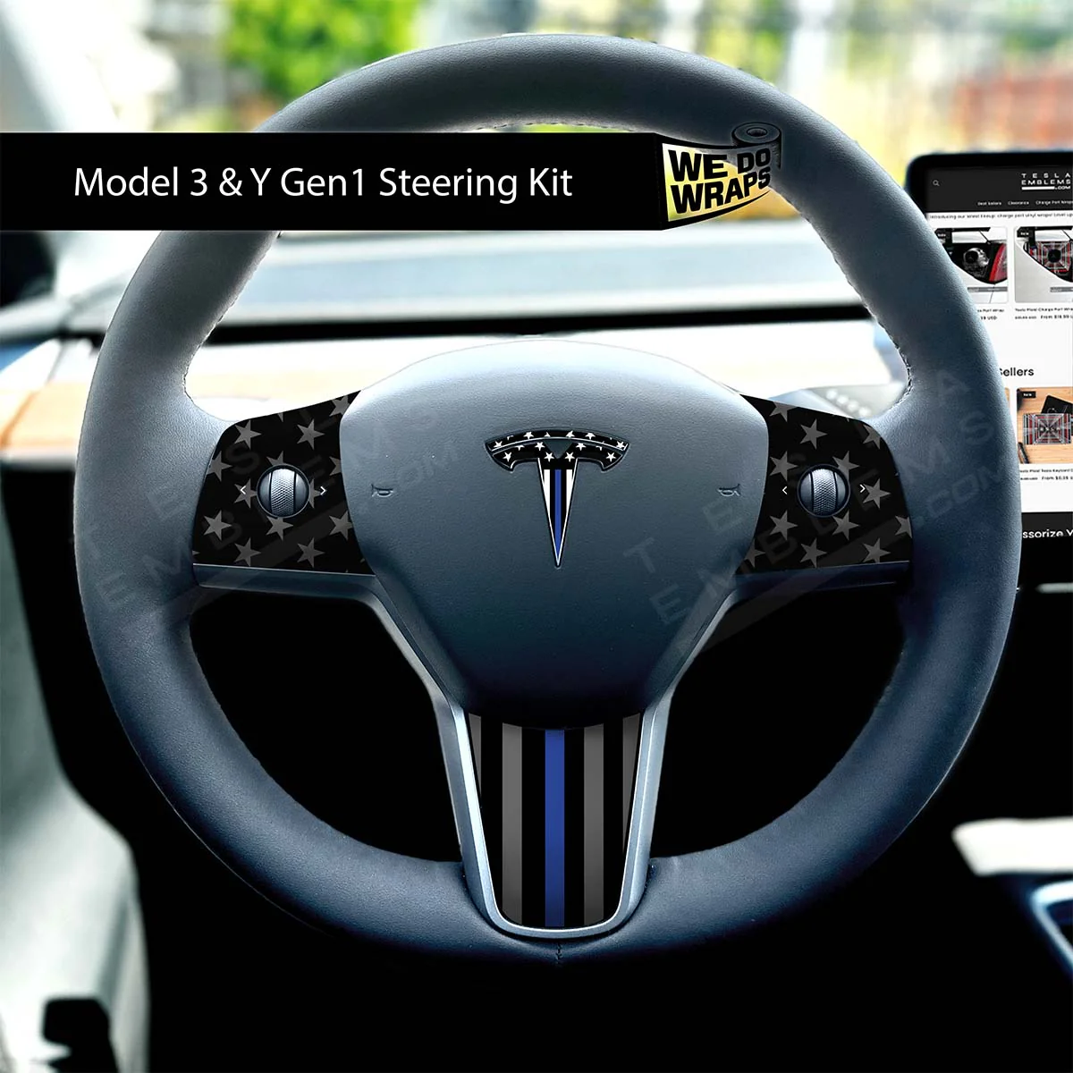 First Responders Law Enforcement Tesla Steering Wheel Wrap | MY 2019-'25 - Image 3