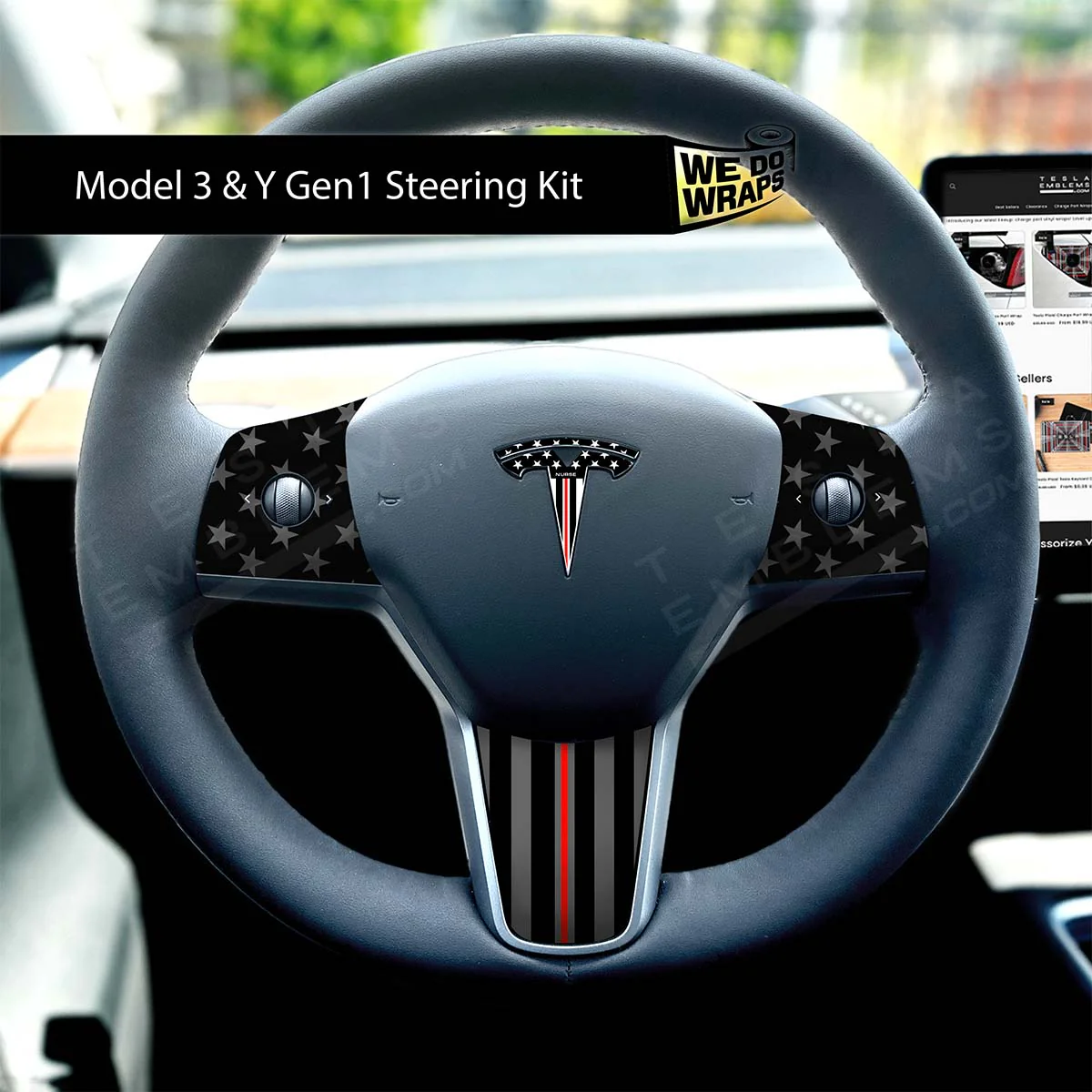 First Responders Nurse Tesla Steering Wheel Wrap | MY 2019-'25