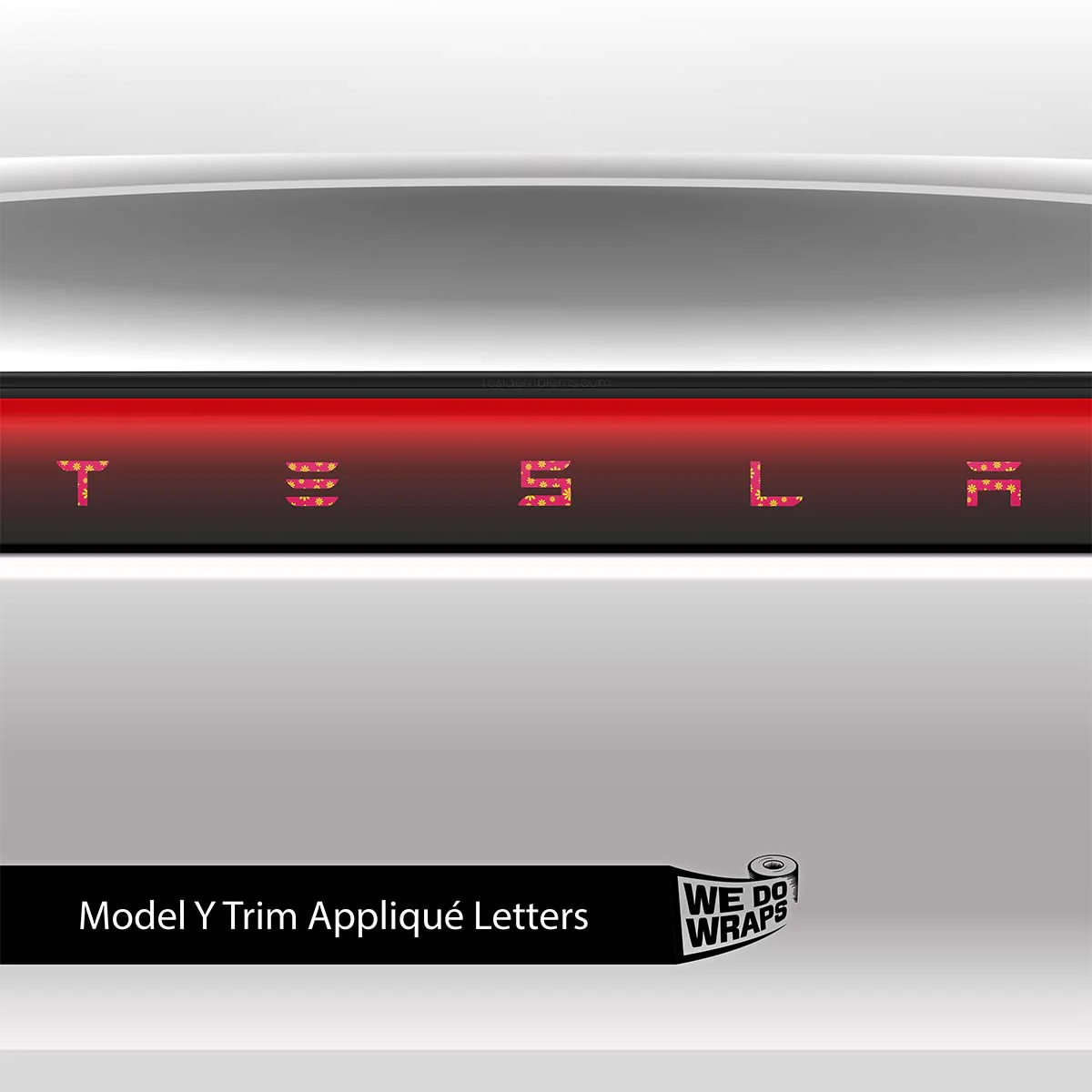 Flower Power Tesla Emblem Decals (Front + Back) | Model Y - Image 3