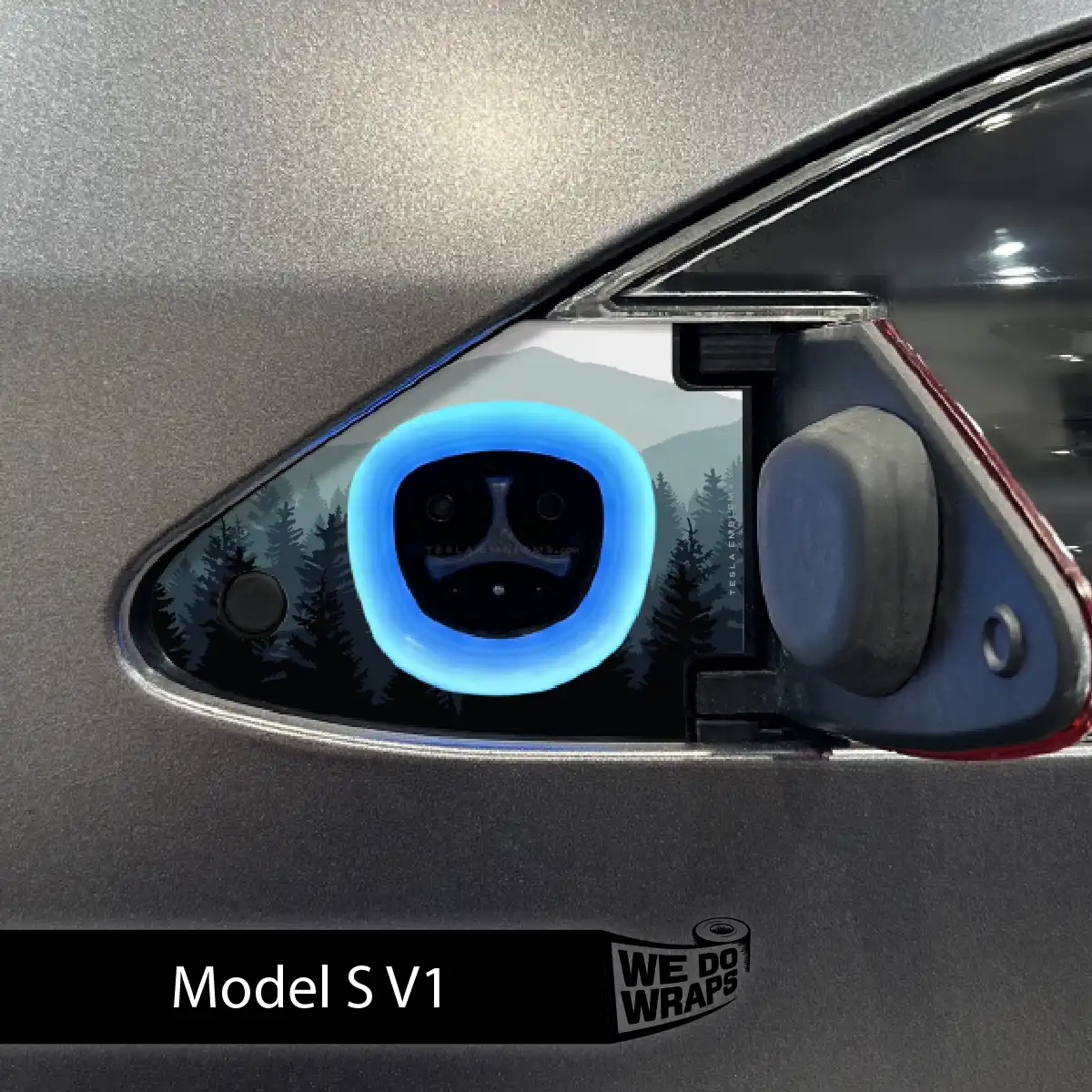 Foggy Pines Tesla Charge Port Wrap | Model S - Image 2