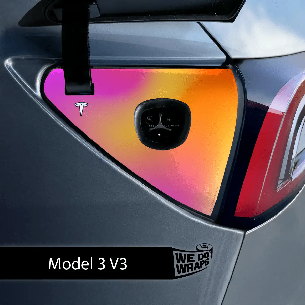 Heatwave Gradient Tesla Charge Port Wrap | Model 3 - Image 2