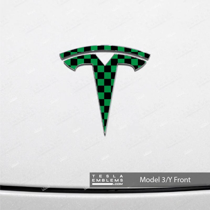 Ichimatsu Pattern Tesla Emblem Decals (Front + Back) | Model 3