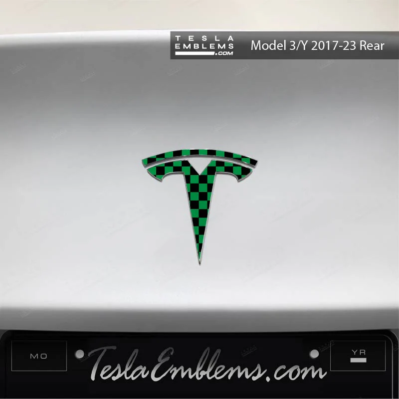 Ichimatsu Pattern Tesla Emblem Decals (Front + Back) | Model 3 - Image 2