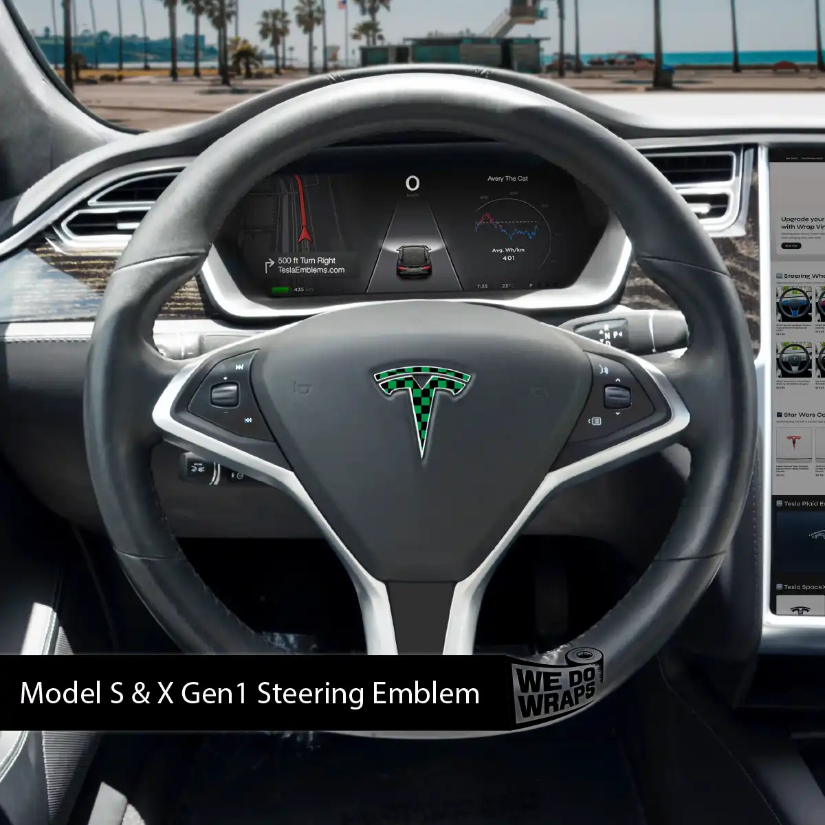 Ichimatsu Pattern Tesla Steering Wheel Wrap | Model X - Image 2
