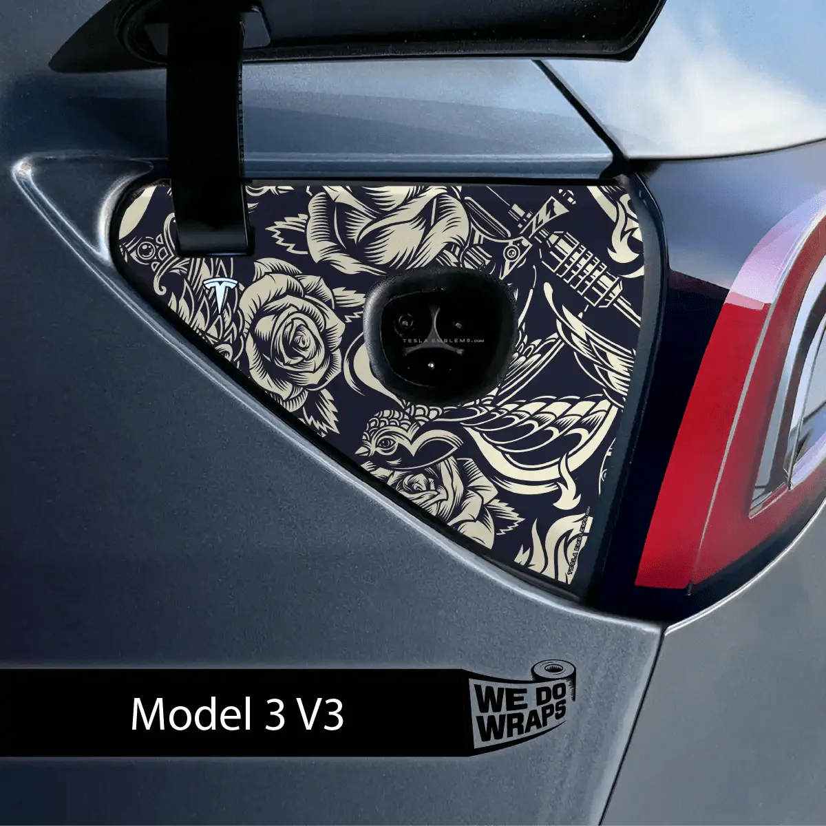 Ink & Elegance Art Tesla Charge Port Wrap | Model 3 - Image 2