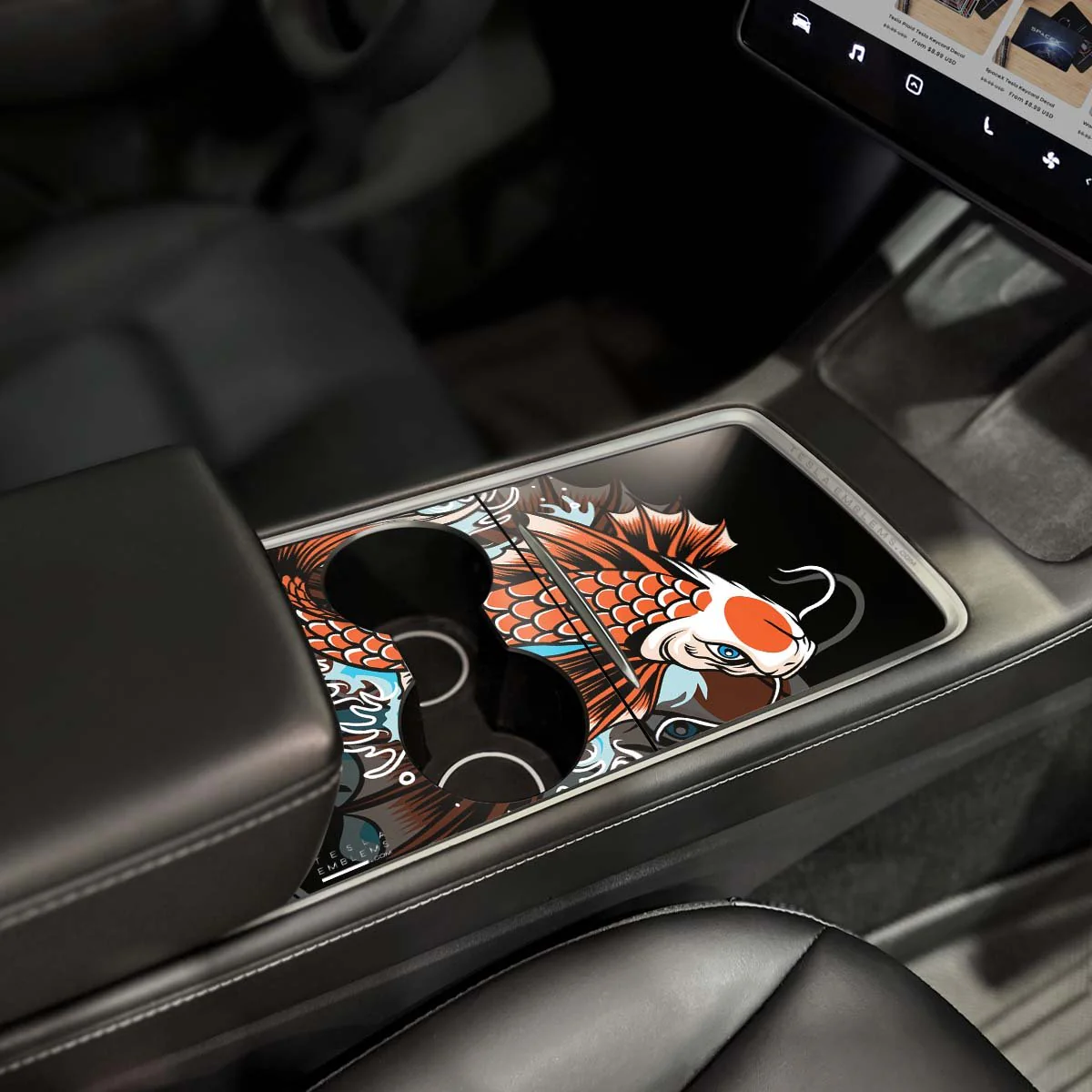 Koi Tattoo Art | Tesla Center Console Wrap Kit | Model 3 '21-24