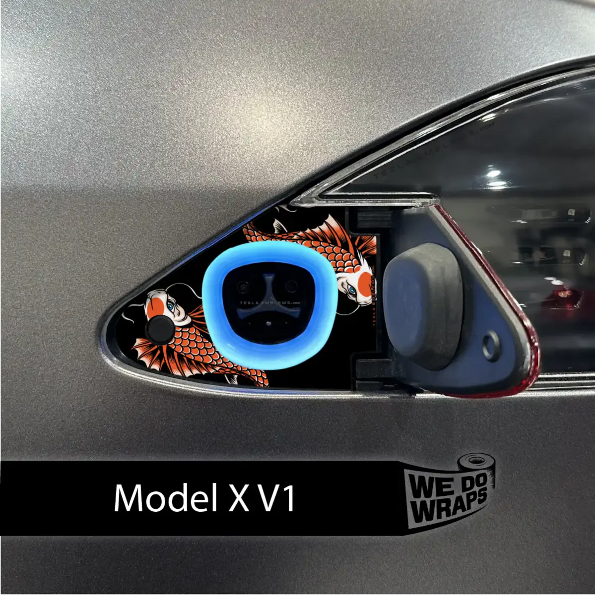 Koi Tattoo Art Tesla Charge Port Wrap | Model X - Image 2