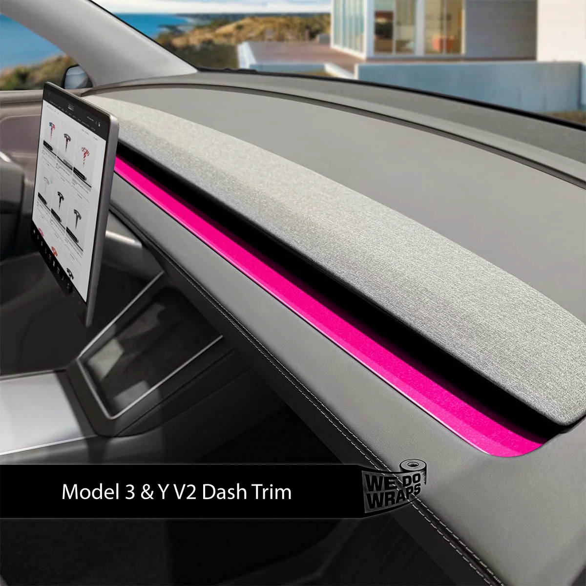 KPMF Gloss Momentum Pink Tesla Dash Trim Wrap | Model 3 ’24-26 Refresh