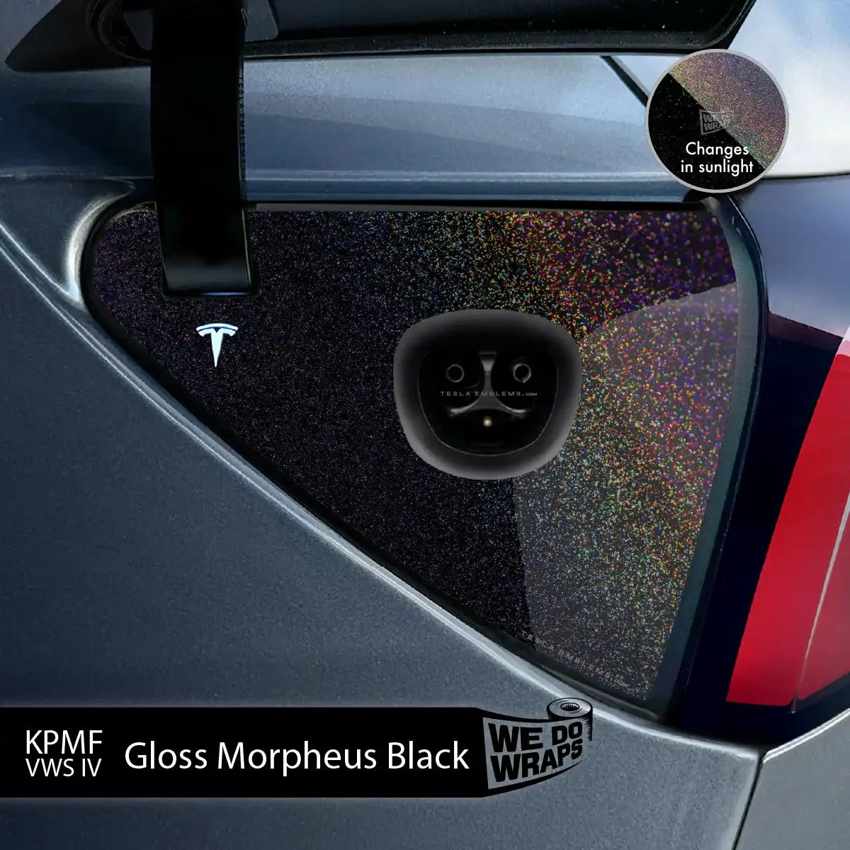 KPMF Gloss Morpheus Black Tesla Charge Port Wrap | Model 3 - Image 2