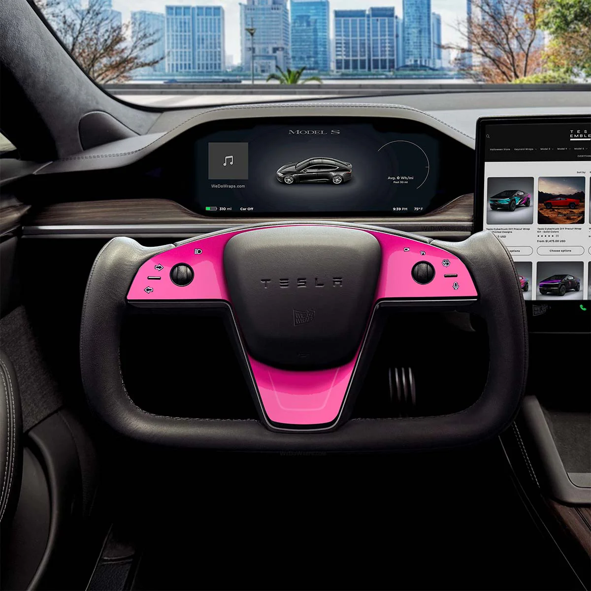 KPMF Momentum Pink Tesla Steering Wheel Trim Decal Kit (3pcs) | MS Feb 2021+ - Image 5