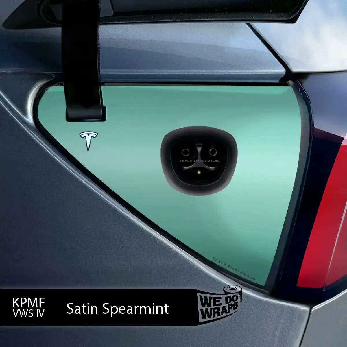 KPMF Satin Spearmint Tesla Charge Port Wrap | Model 3 - Image 2