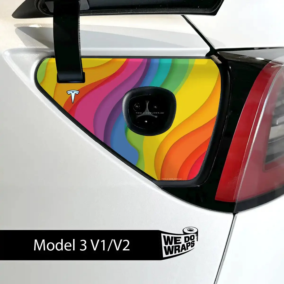 Layered Rainbow Tesla Charge Port Wrap | Model 3
