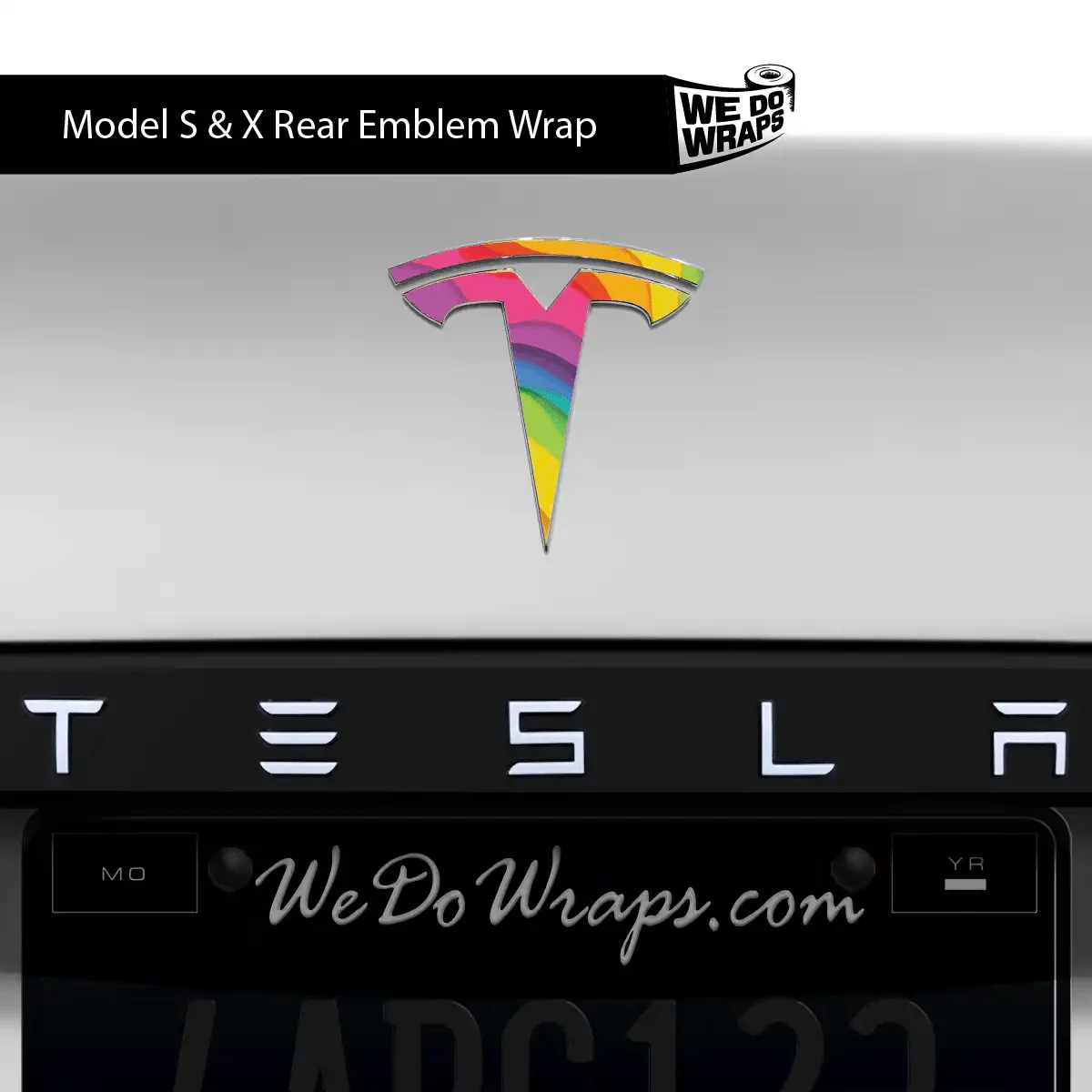 Layered Rainbow Tesla Emblem Decals (Front + Back) | Model X - Image 2