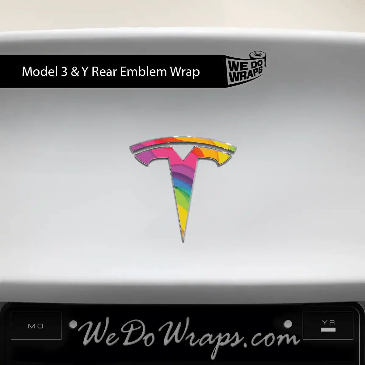 Layered Rainbow Tesla Emblem Decals (Front + Back) | Model Y - Image 2