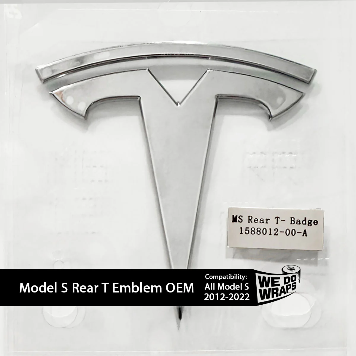 Model S REAR Tesla T Emblem | Genuine OEM Original Badging - Chrome