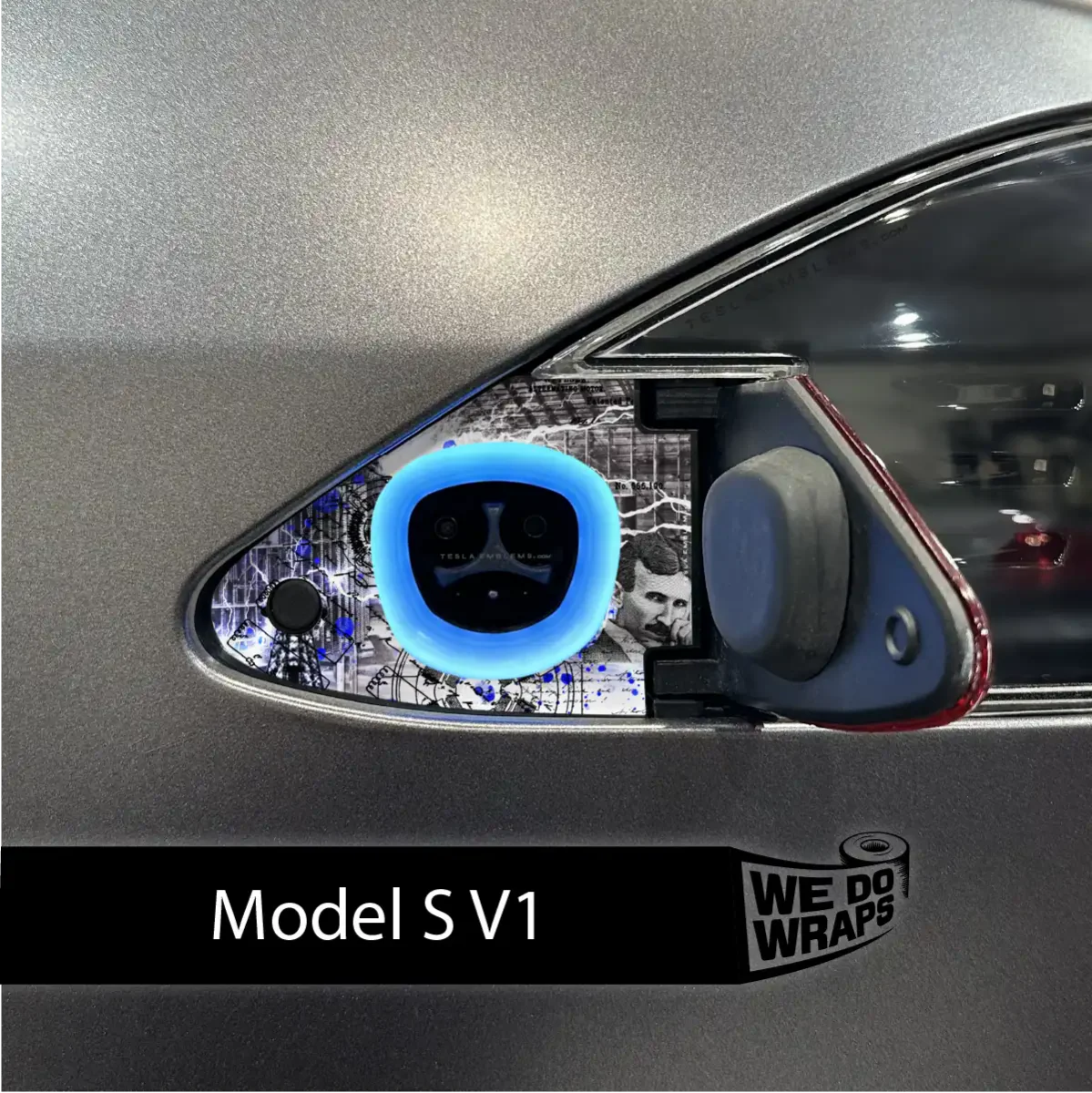 Nikola Tesla Steampunk / Trash Polka Tesla Charge Port Wrap | Model S - Image 2