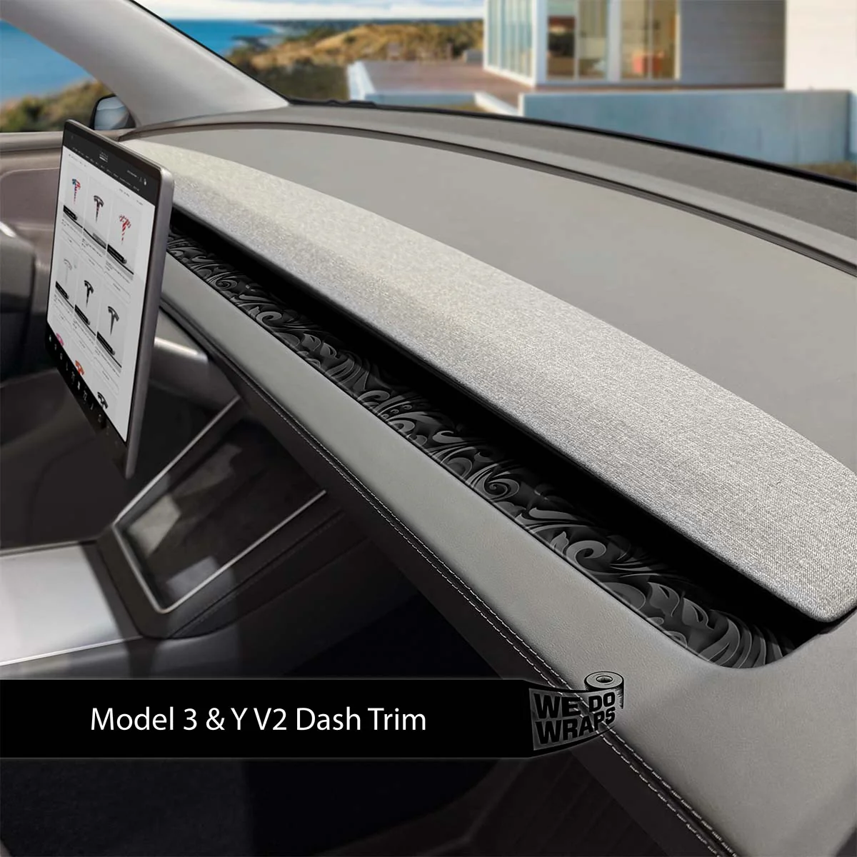 Nocturnal Petals Tesla Dash Trim Wrap | Model Y 2026