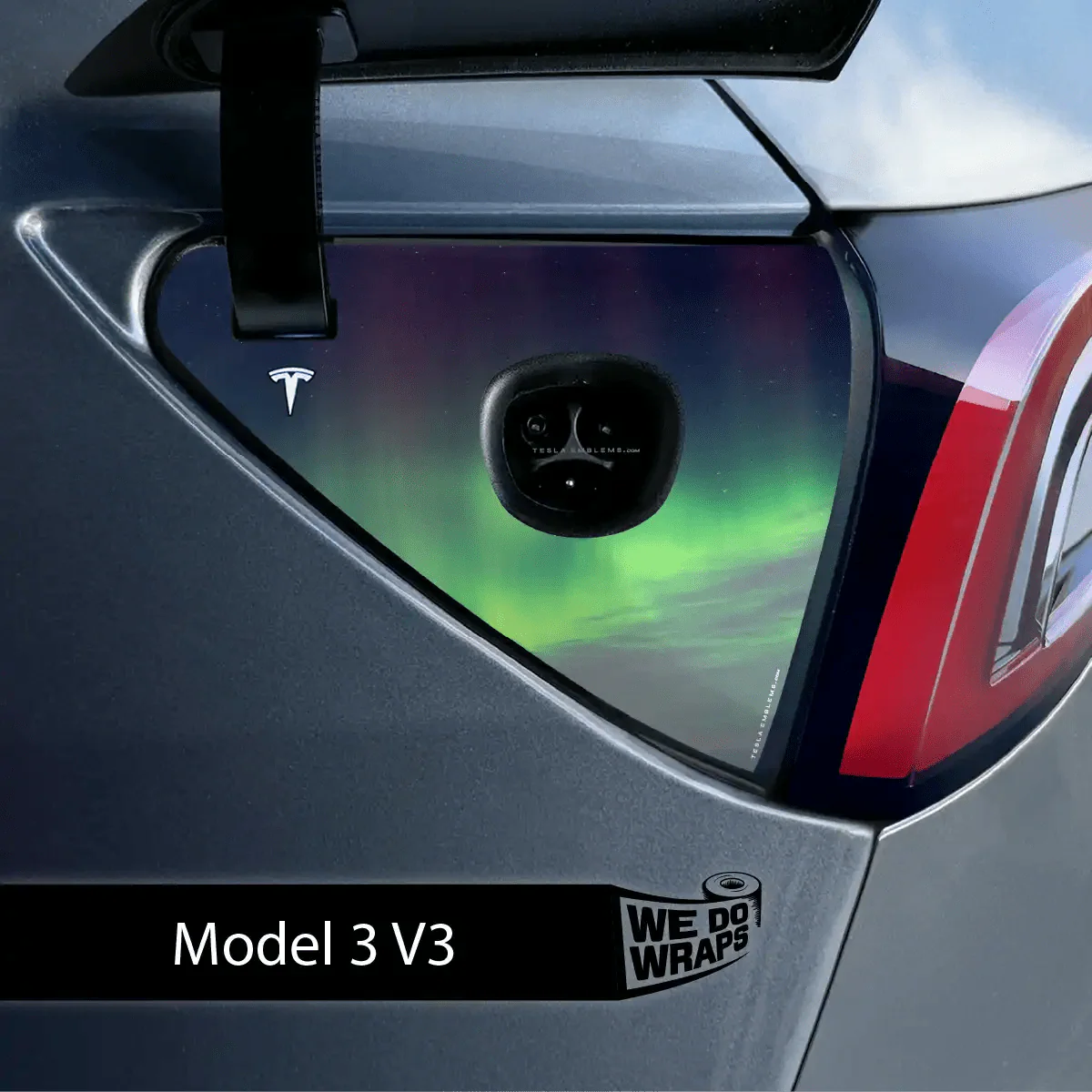 Northern Lights Tesla Charge Port Wrap | Model 3 - Image 2