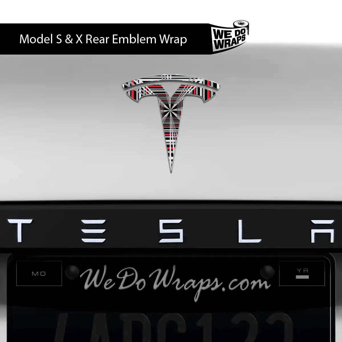 Plaid Performance Mode Tesla Emblem Decals (Front + Back) | Model S - Image 2